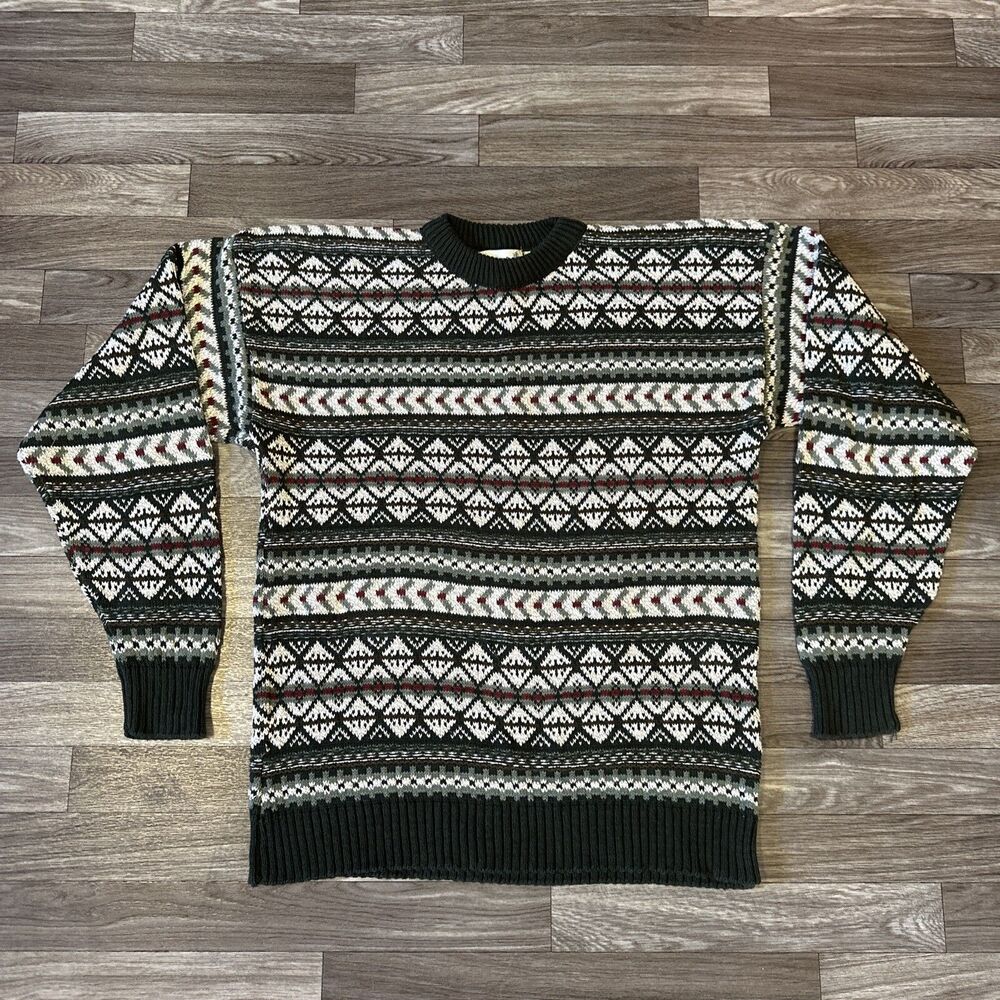 Vintage Fieldmaster Geometric Knit Sweater Men’s XL Hipster Grandpa Made In USA